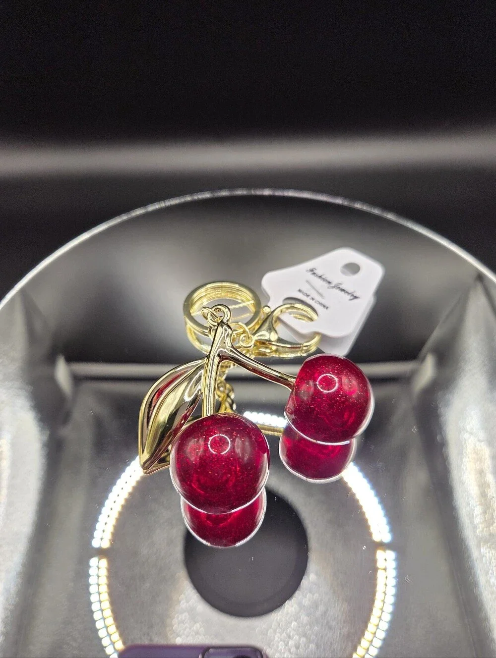 New Deep Red Cherry Bag Charm NWT